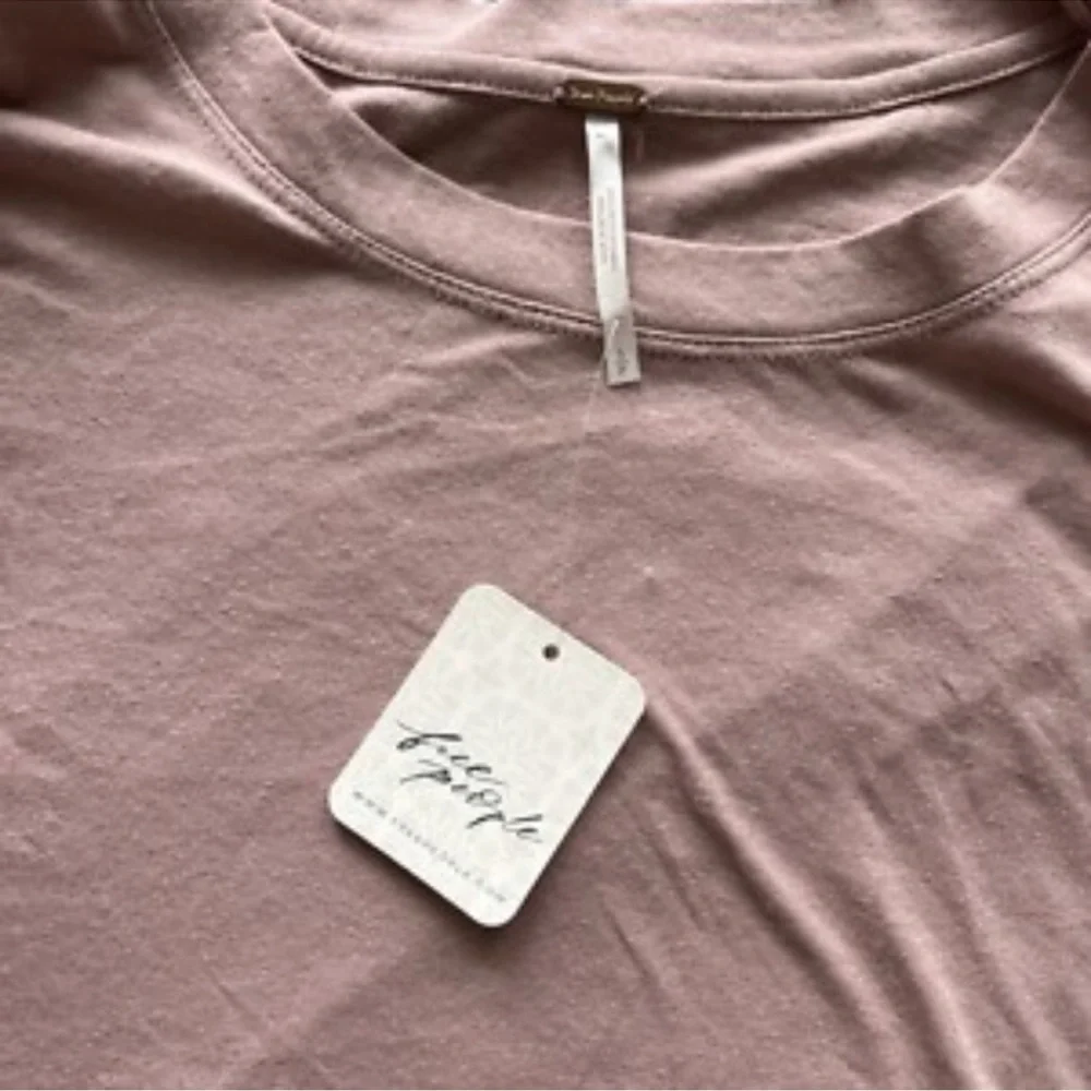 NWT FREE PEOPLE We The Free Mauve Nellie Sequin Twofer Top T Shirt SZ: S - Picture 7 of 9